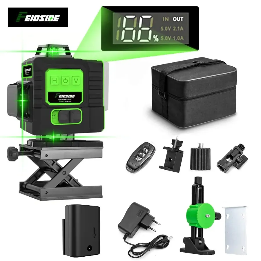 Laser Level 16 Lines 4D Green - FEIDSIDE-Niveau Laser 4D/3D, 16/12 Lignes, Ligne