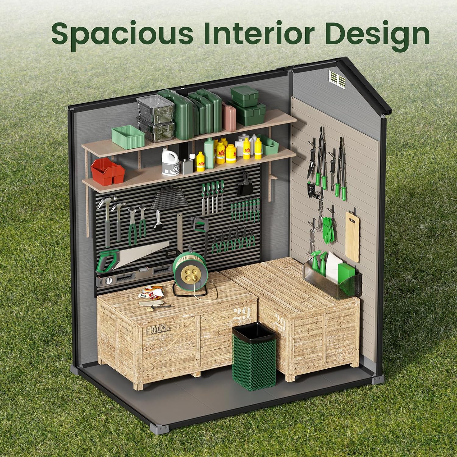 Garden Tools - Abri de rangement extérieur avec plancher,