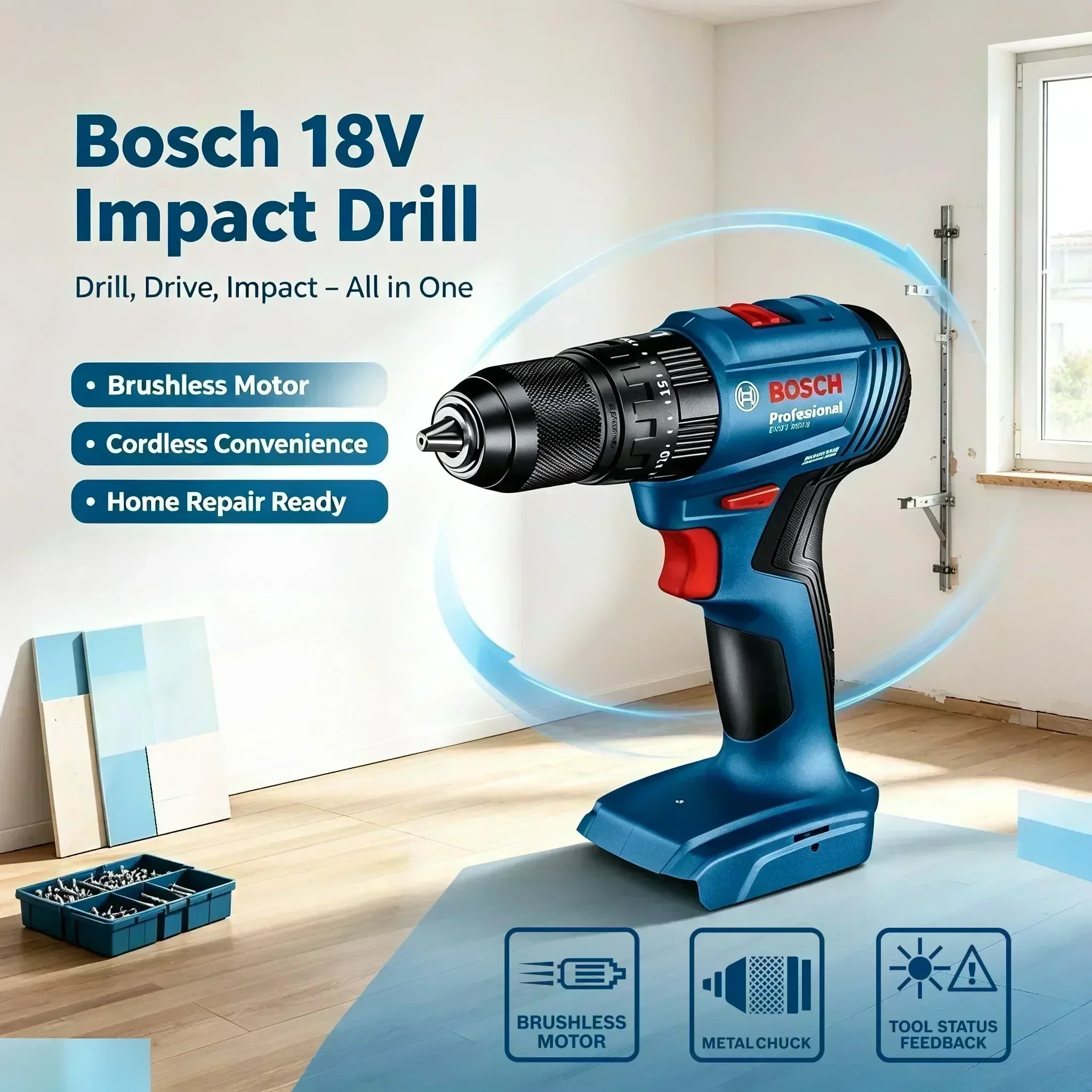 Perceuse à percussion sans fil - Brushless Cordless Electric Drill 18V avis et prix