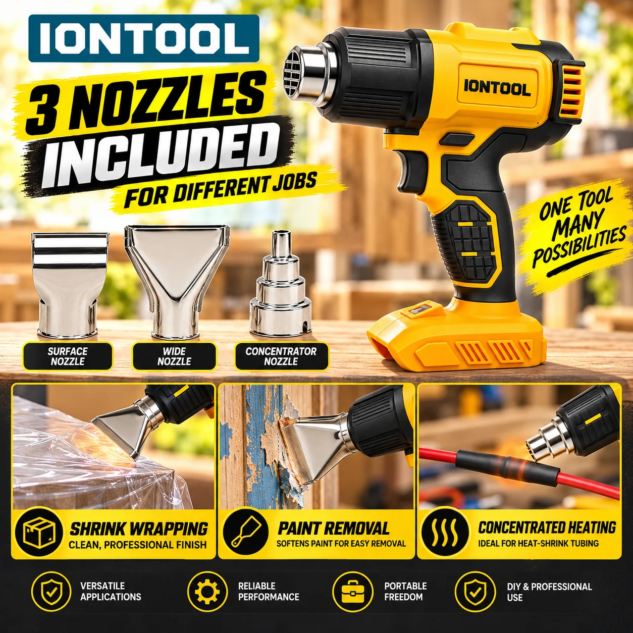 IONTOOL Jaune 550 ℃   Pistolet - Cordless Heat Gun For Shrink Tubing avis et prix